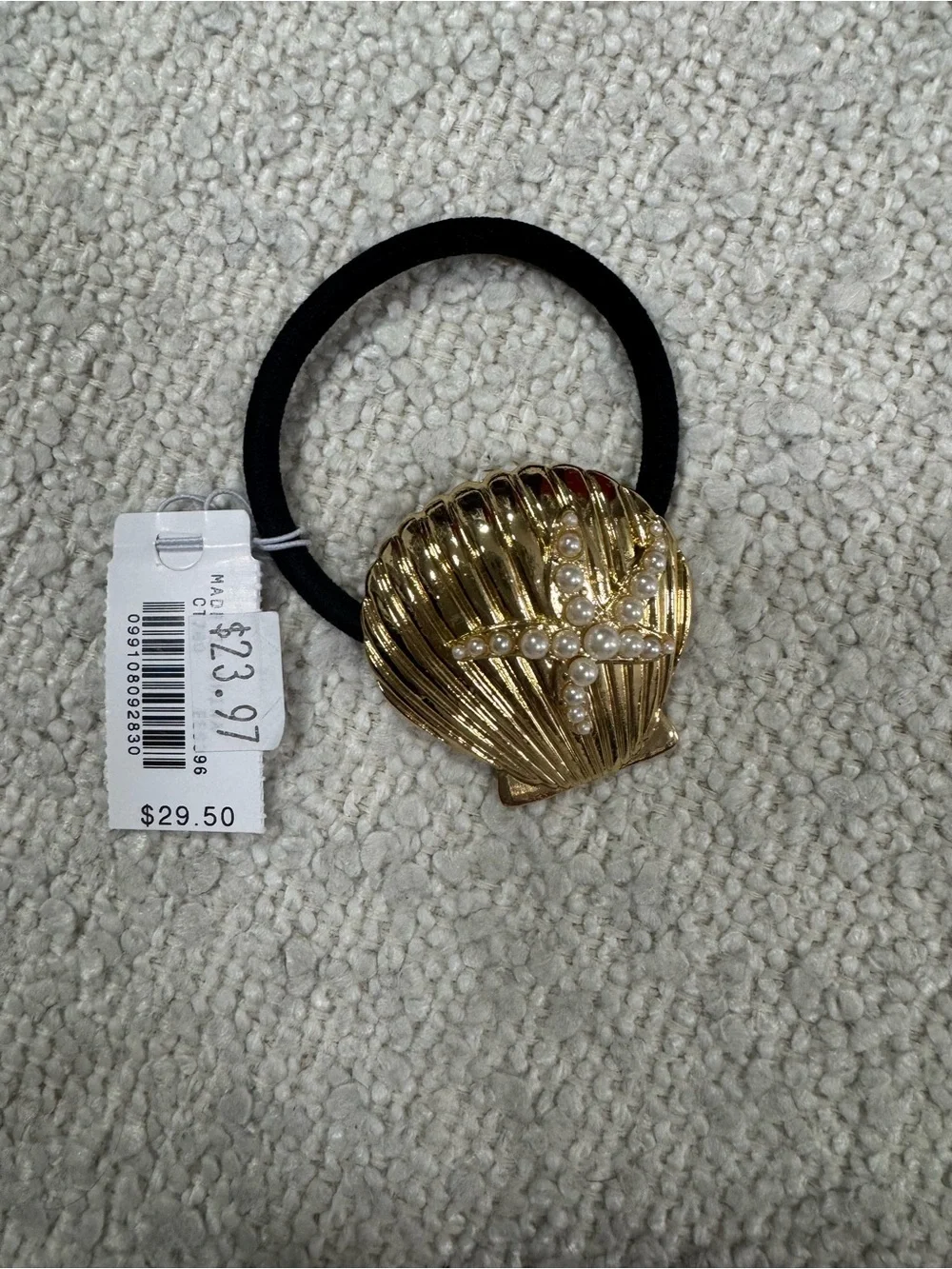 J.Crew Gold Seashell Starfish Pearl Hair Tie NWT Beach Coastal